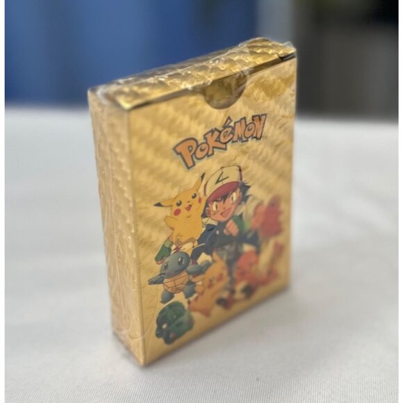 Pokemon Gold Foil Cards || Collectible Gift Set With Pikachu & Friends Design - Picture 1 of 2